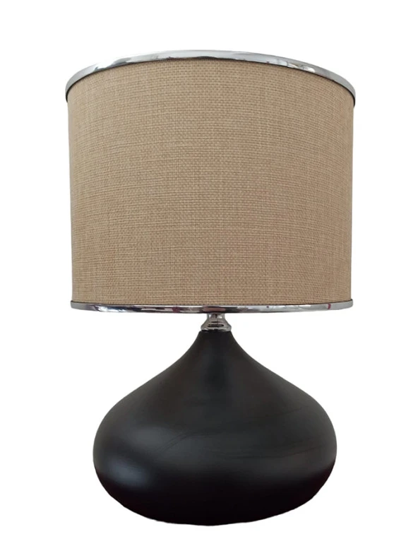 Serenay Metal Siyah Gövdeli Elite Abajur Gümüş Detay Pudra Başlık - 2