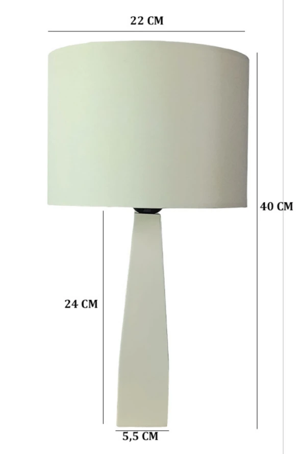 Belin Krem Ahşap Ayaklı Krem Kumaş Başlık Abajur Yatak Odası Salon Okuma Köşesi - Resim 3