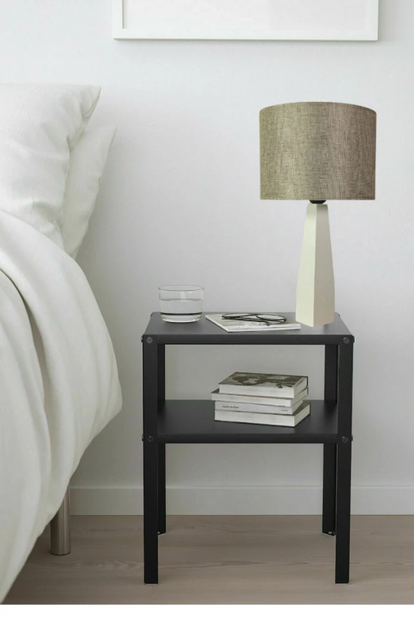 Belin Krem Ahşap Ayaklı Kum Beji Kumaş Başlık Abajur Yatak Odası Salon Okuma Köşesi - 6