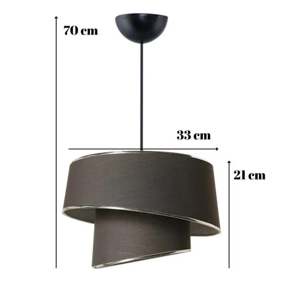 Stil Asitmetrik Pasta Avize Antrasit Kumaş Gümüş Şeritli Yatak Odası Salon Sarkıt - 5