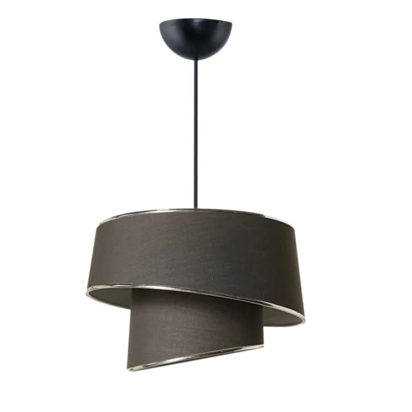 Stil Asitmetrik Pasta Avize Antrasit Kumaş Gümüş Şeritli Yatak Odası Salon Sarkıt - 6