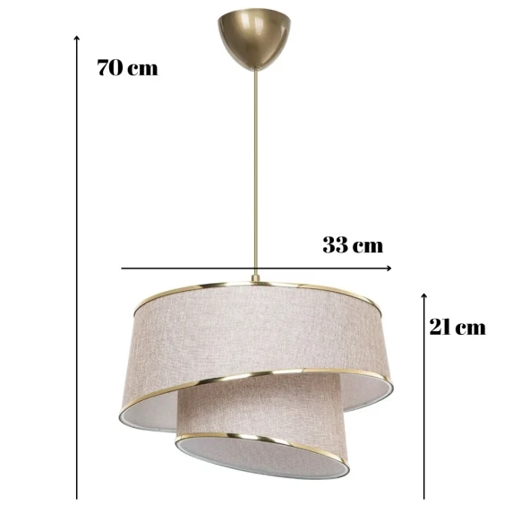 Stil Asitmetrik Pasta Avize Pudra Kumaş Altın Şeritli Yatak Odası Salon Sarkıt - 7