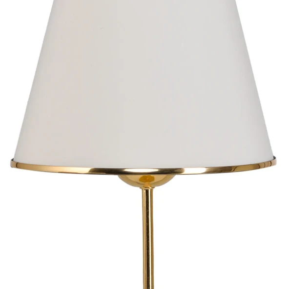 Star Gold Ayaklı Abajur Şeritli Krem Kumaş Başlık Yatak Odası Salon Masa Lambası - Resim 2