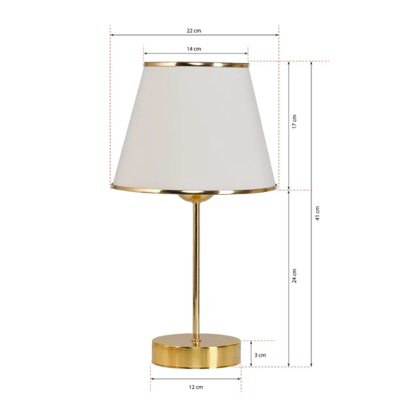 Star Gold Ayaklı Abajur Şeritli Krem Kumaş Başlık Yatak Odası Salon Masa Lambası - Resim 4