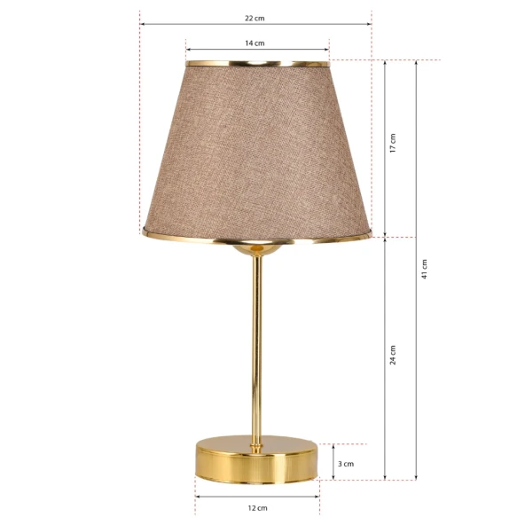 Star Gold Ayaklı Abajur Şeritli Kumbeji Kumaş Başlık Yatak Odası Salon Masa Lambası - Resim 4