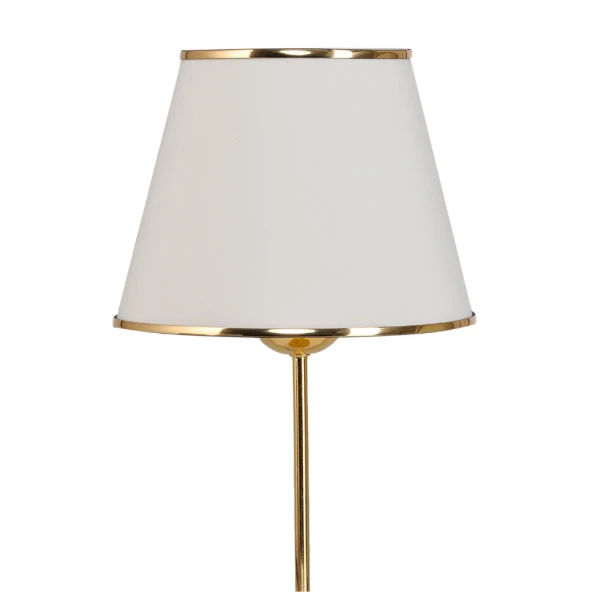Star Gold Ayaklı Abajur Şeritli Krem Kumaş Başlık Yatak Odası Salon Masa Lambası 2 Adet - Resim 5