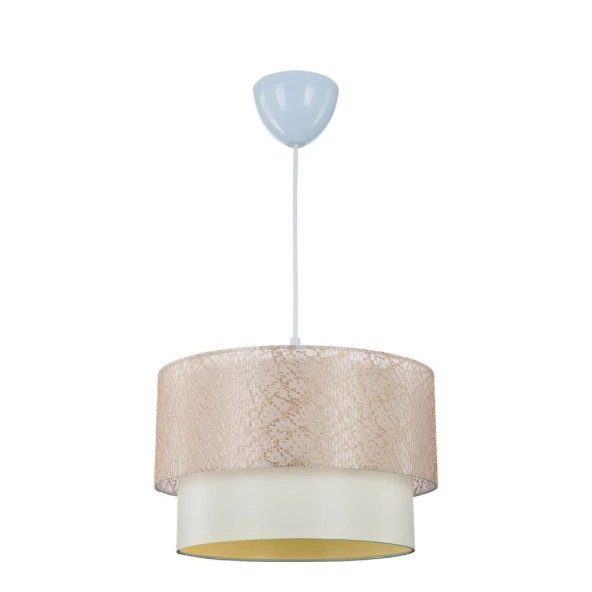 Dantel Kumaş Pasta Avize ve Gold Ayaklı Abajur Seti Yatak Odası Sarkıt Salon Aydınlatması - 3