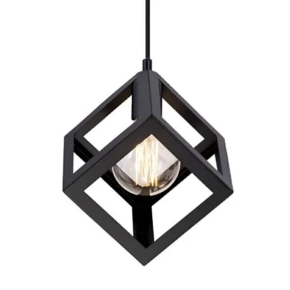 Küp Şeklinde Siyah Metal Sarkıt Hol Avize Genç Odası Çocuk Odası Kare Mutfak Aydınlatması - 6