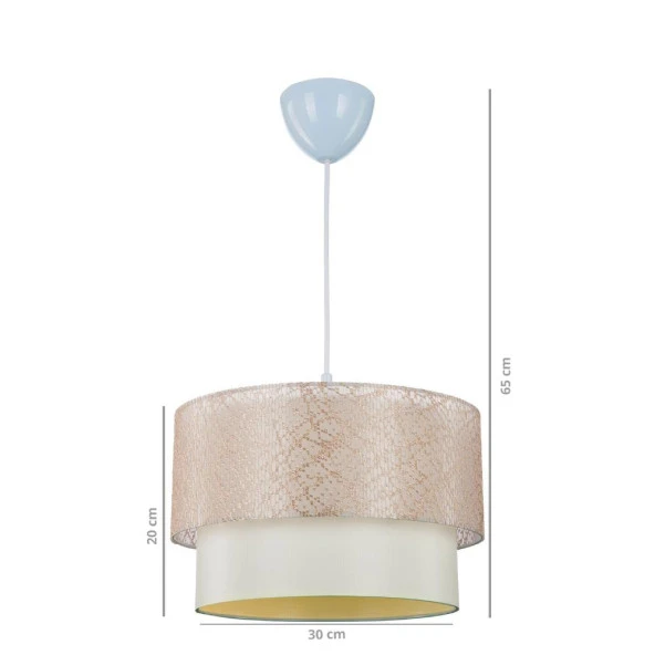 Dantel Kumaş Pasta Avize ve Gold Ayaklı Abajur Seti Yatak Odası Sarkıt Salon Aydınlatması - 5