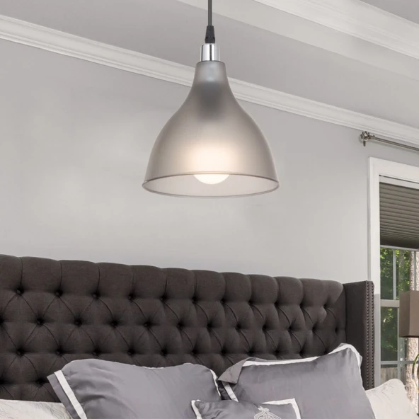 Solid Mika Tekli Tavan Sarkıt Avize Buzlu Füme Rengi Mutfak Hol Cafe İşletme Avize - 3