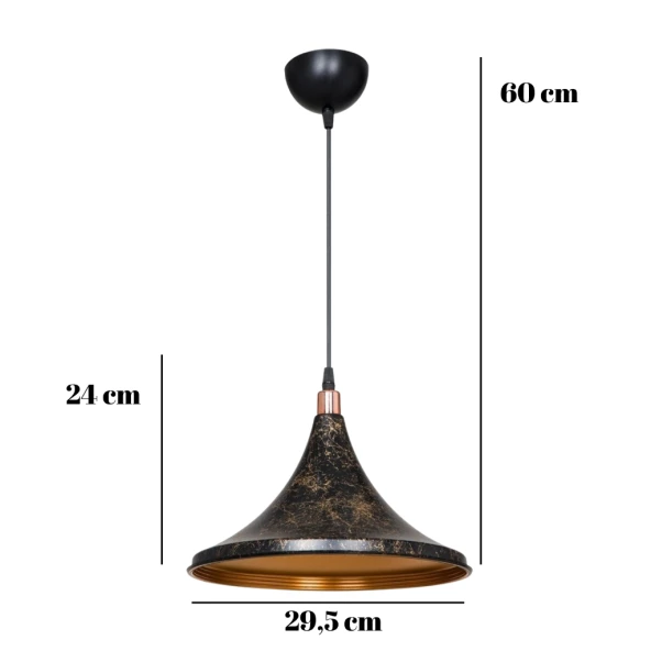 Style Tekli Mika Sarkıt Siyah Gold Detaylı Mutfak Avize Cafe Armatür Ofis Depo Aydınlatma - Resim 6