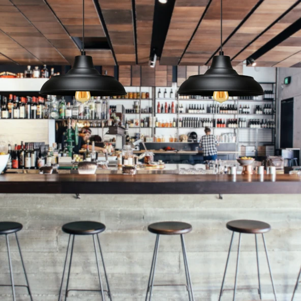 Useful Siyah Metal Retro Tarz Sarkıt Mutfak Avize Ofis Aydınlatma Depo Sarkıt - 4