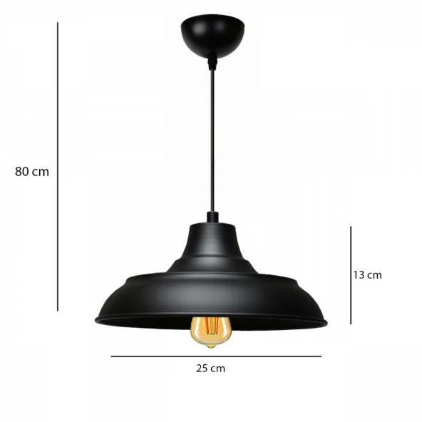 Useful Siyah Metal Retro Tarz Sarkıt Mutfak Avize Ofis Aydınlatma Depo Sarkıt - 5
