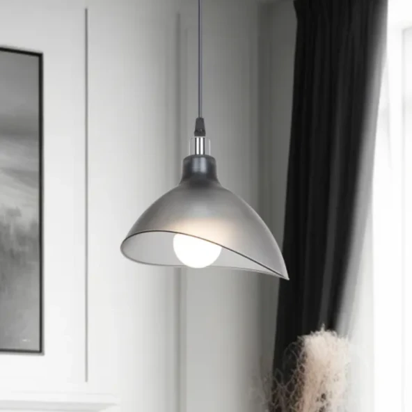 Handel Mika Tekli Tavan Sarkıt Avize Buzlu Füme Renk Mutfak Hol Cafe İşletme Avize - 6