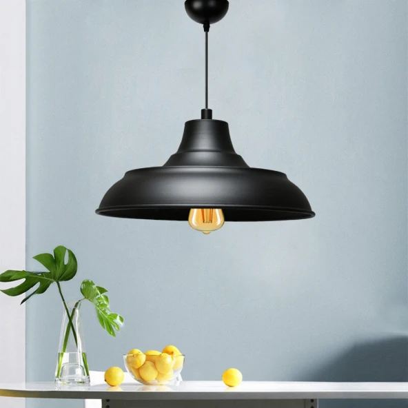 Useful Siyah Metal Retro Tarz Sarkıt Mutfak Avize Ofis Aydınlatma Depo Sarkıt - 6