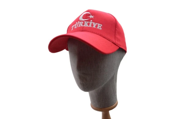 türkiye şapka nakışlı unisex model ayarlanabilir kırmızı renk