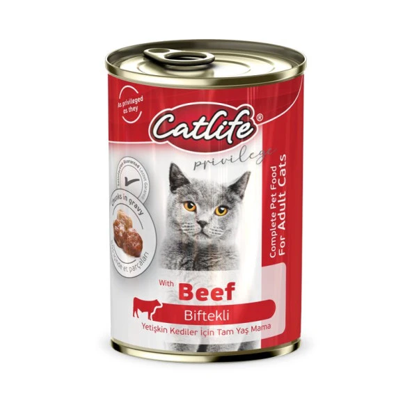 CLF15-Catlife Biftekli Kedi Konserve 400 Gr