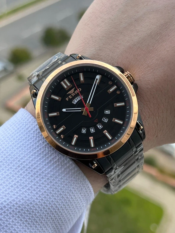 FERRO Takvimli 30 Mt Su Geçirmez Erkek kol Saat xf0016 - Resim 3