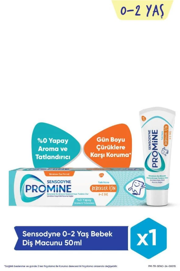 Sensodyne Promine 0-2 Yaş Bebekler İçin Yapay Aroma&Tatlandırıcı İçermeyen Şekersiz Diş Macunu 50ml