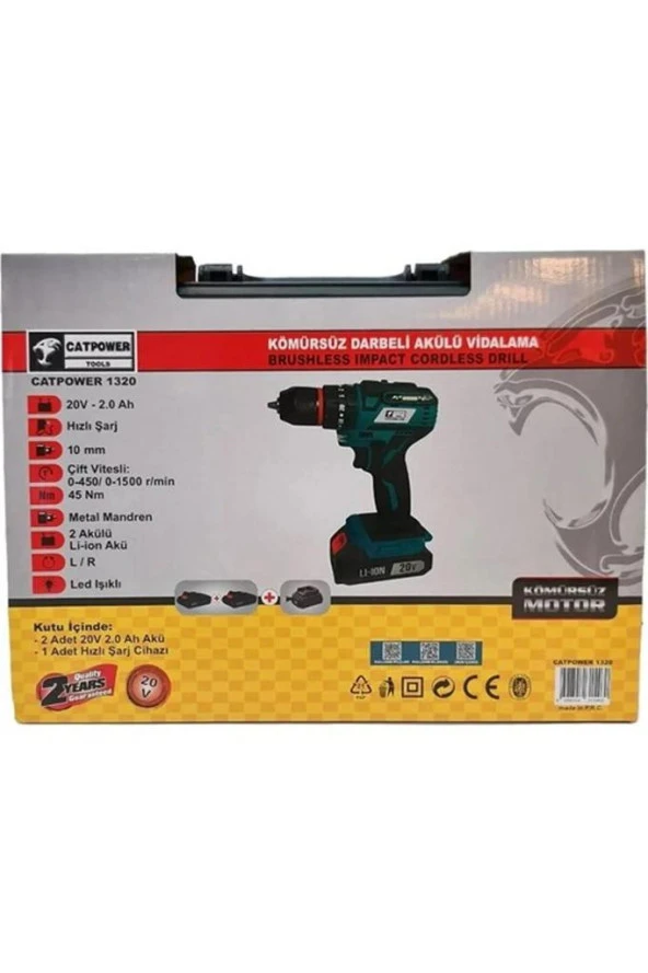Catpower 1320 Akülü Darbeli Vidalama Li-ion Kömürsüz Çift Akü CAT1320 - 3