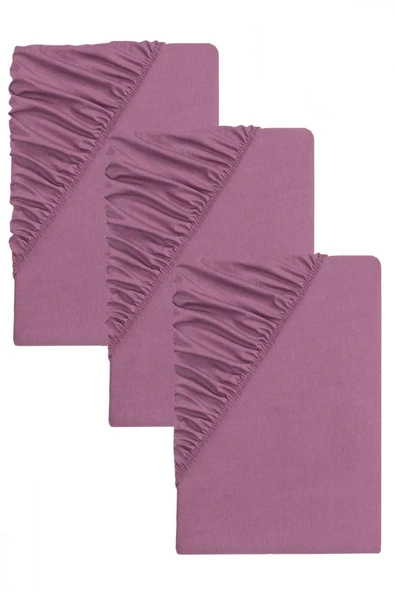 3 Adet Düz Pamuklu Çift Kişilik 180 x 200 cm Lastikli Penye Çarşaf - 11