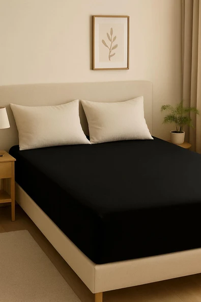 2 Adet Düz Pamuklu Çift Kişilik 180 x 200 cm Lastikli Penye Çarşaf - Resim 10