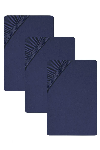 3 Adet Düz Pamuklu Çift Kişilik 180 x 200 cm Lastikli Penye Çarşaf - 8