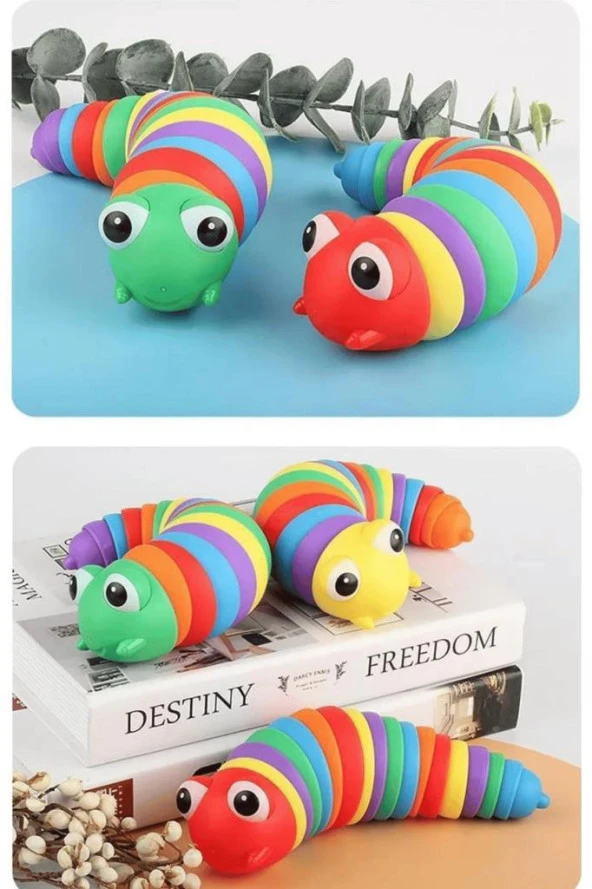 Söktak Eğlenceli Stres ve Anksiyete giderici Montessori Renkli Tırtıl Eğitici Oyuncak 1 Adet - 3