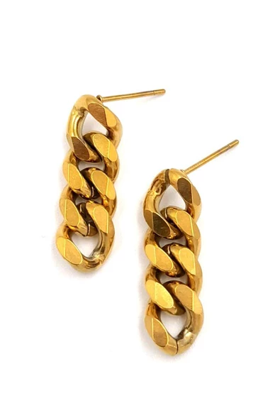 Gold Renk Sallantılı Zincir Çelik Küpe ürün görseli 1