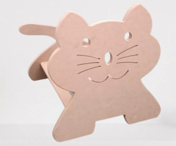 Hobi ERC 90369 MODEL Kedi Mama Ve Su Kabı Seti MDF HAM Paslanmaz Tabak El Yapım - 4