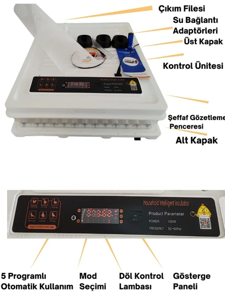 Tosbai Evonest Kuluçka Makinesi 110-130 Tavuk Yumurtalı 5 Programlı Nem Göstergeli (Ücretsiz Danışmanlık Hizmeti) - 7