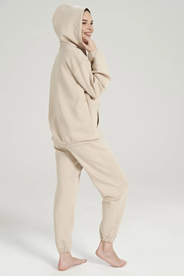 Kadın Fermuarlı Kapşonlu Paçası Lastikli Pijama Takımı - 6