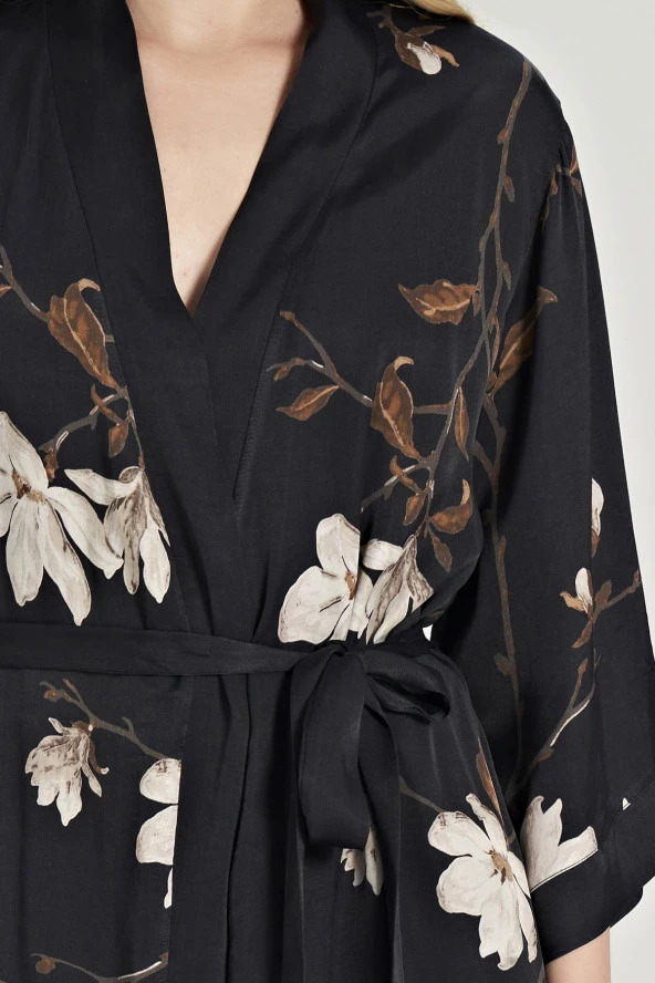 Kadın Siyah Saten Dantel Detaylı İp Askılı 3'lü Pijama Takımı - Resim 2