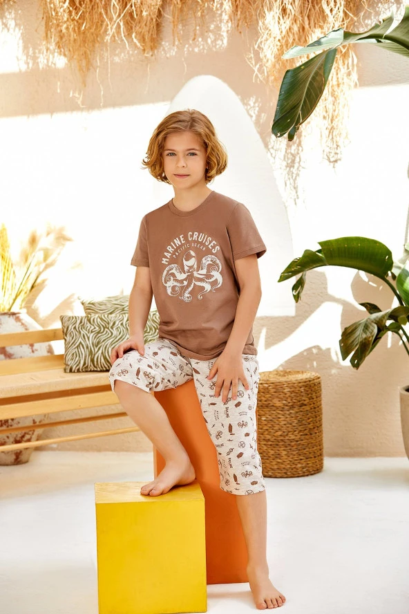 Erkek Çocuk Desenli Şortlu Pijama Takımı