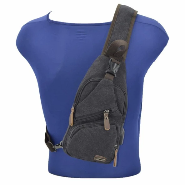 Ççs London 31184 Usb Aux Çıkışlı Kanvas Sırt Çantası Siyah - Resim 5