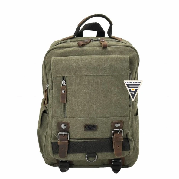 Ççs London 51565 Kanvas Laptop Sırt Çantası Haki - 1