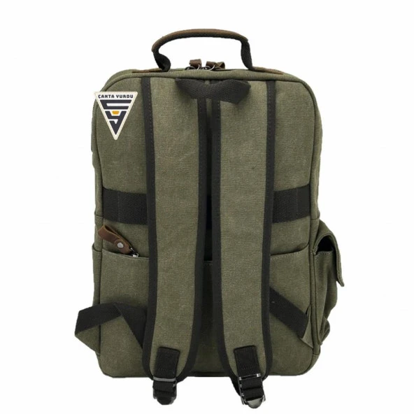 Ççs London 51565 Kanvas Laptop Sırt Çantası Haki - 4
