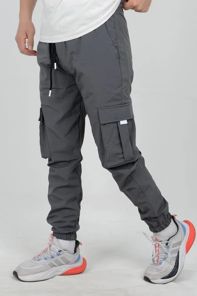 Erkek Slim Fit Cepli Beli ve Paçası Lastikli İnce Spor Pantolon Antrasit Edw071 - 2