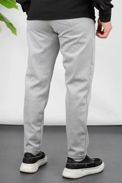 Erkek Double Paça Beli Lastikli Relax Fit Jogger Pantolon Gri Edw036 - 3