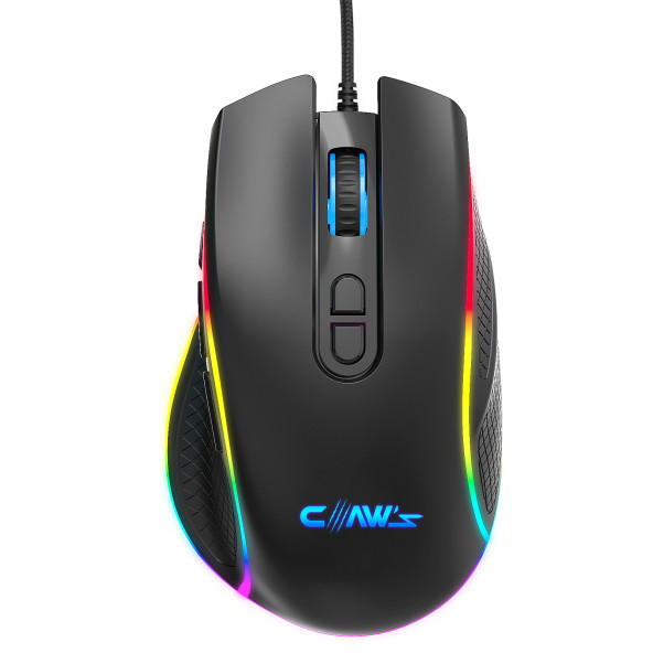 Claws Nova V1 12800 Dpi Wide RGB Özel ABS Doku Reflex Örgü Kablolu Fire Butonlu Gaming Mouse Siyah
