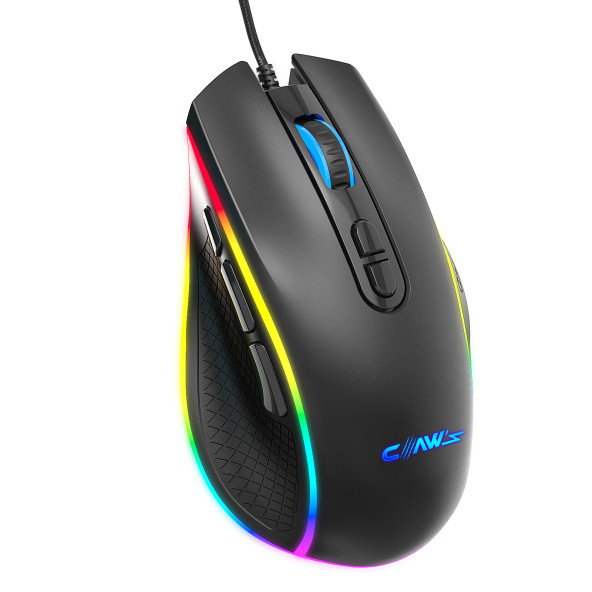 Claws Nova V1 12800 Dpi Wide RGB Özel ABS Doku Reflex Örgü Kablolu Fire Butonlu Gaming Mouse Siyah - 4