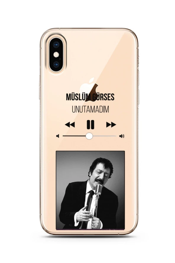 Müslüm Gürses Mp3 Tasarımlı Süper Şeffaf Silikon Telefon Kılıfı iPhone Xs