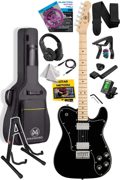 Maxword TLX-60BK-ST Telecaster Maple Klavye HH Profesyonel Elektro Gitar ürün görseli 1
