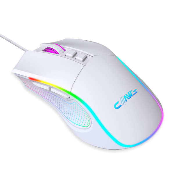 Claw's Crossfire V1 12800 Dpi Full Wide RGB Özel ABS Doku Reflex Örgü Kablolu Gaming Mouse Beyaz - 2