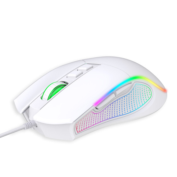 Claw's Crossfire V1 12800 Dpi Full Wide RGB Özel ABS Doku Reflex Örgü Kablolu Gaming Mouse Beyaz - 4
