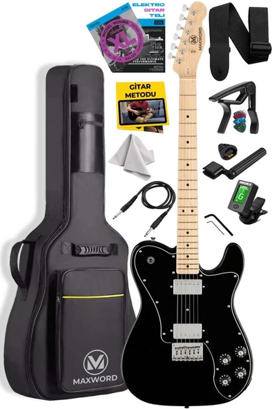Maxword TLX-60BK Telecaster Maple Klavye HH Profesyonel Elektro Gitar ürün görseli 1