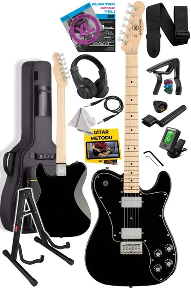Maxword TLX-60BK-ST Telecaster Maple Klavye HH Profesyonel Elektro Gitar - Resim 2