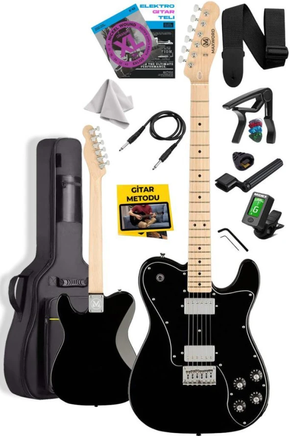 Maxword TLX-60BK Telecaster Maple Klavye HH Profesyonel Elektro Gitar - 2
