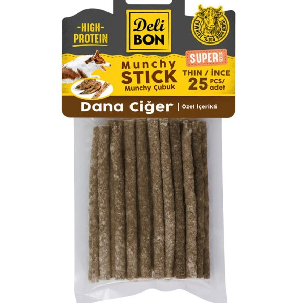 Delibon Süper Munchy Çubuk Dana Ciğerli İnce 25 Adet