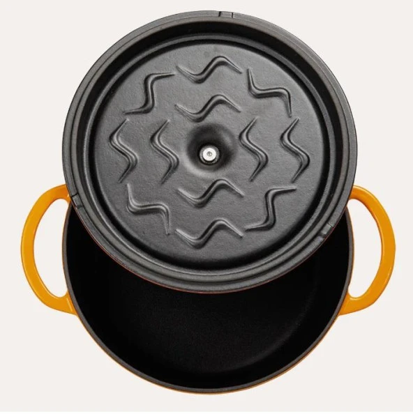 Sürel Degrade Turuncu 20cm Yuvarlak Derin Demir Döküm Tencere - 3